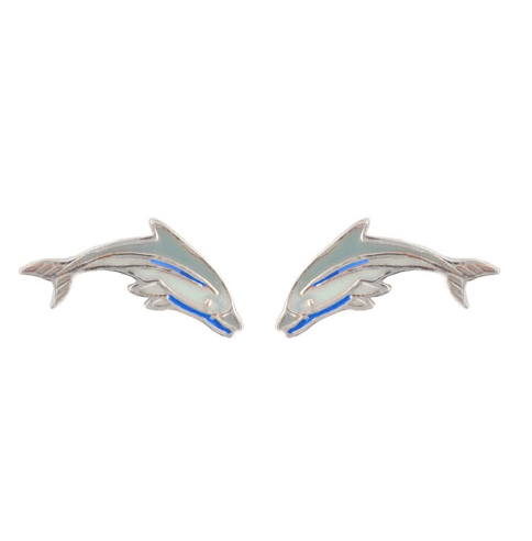 Delphin Ohrstecker blau 925 Silber von Janusch